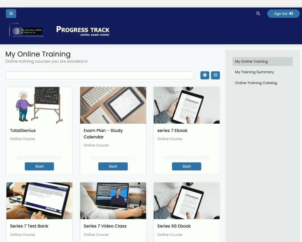 Securities Institute of America progress tracker