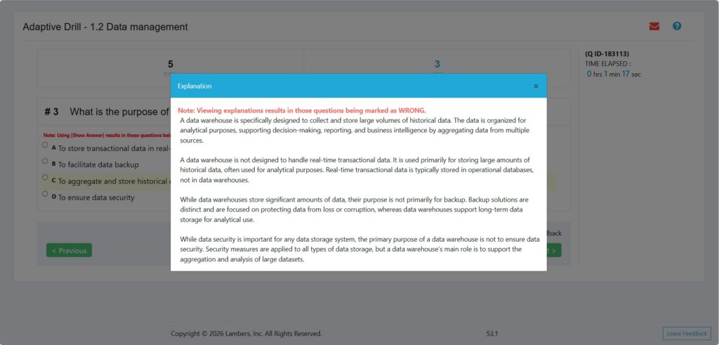 Lambers CPA adaptive quizzes feature in-depth answer explanations.