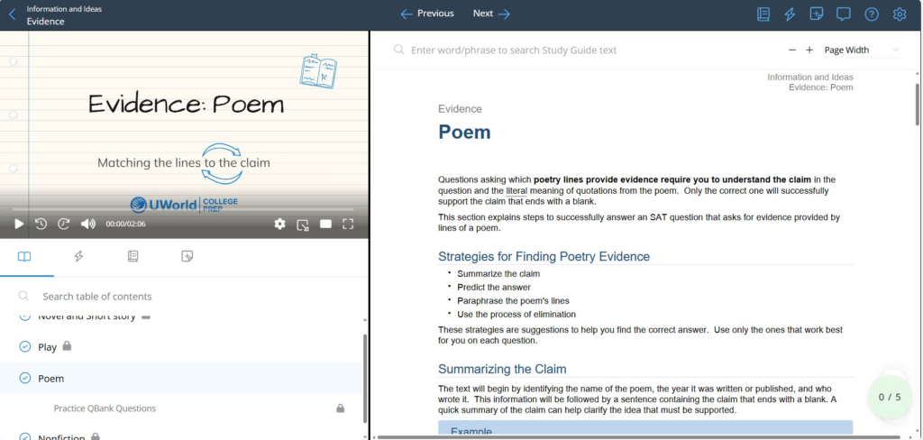 UWorld SAT poetry