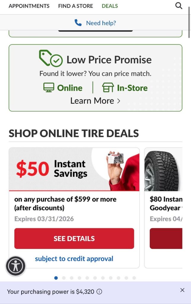 tire deals BNPL