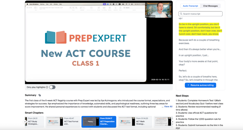 PrepExpert ACT Course Class