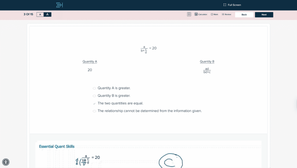 Target Test Prep practice screen with topic-based question sets and difficulty controls