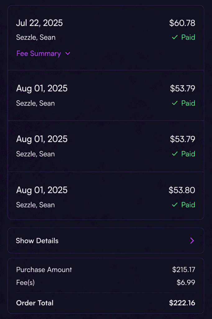 Sezzle payments