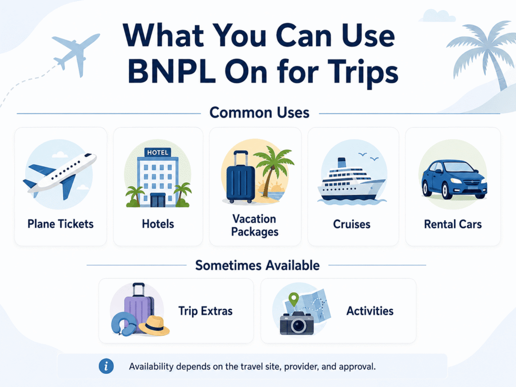 Travel now, pay later options for financing flights, hotels, and vacation packages