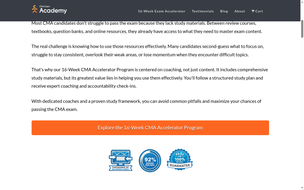 CMA Exam Academy coaching support