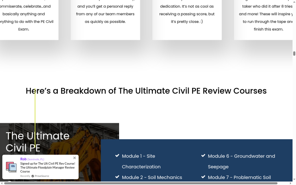 Civil Engineering Academy PE module breakdown
