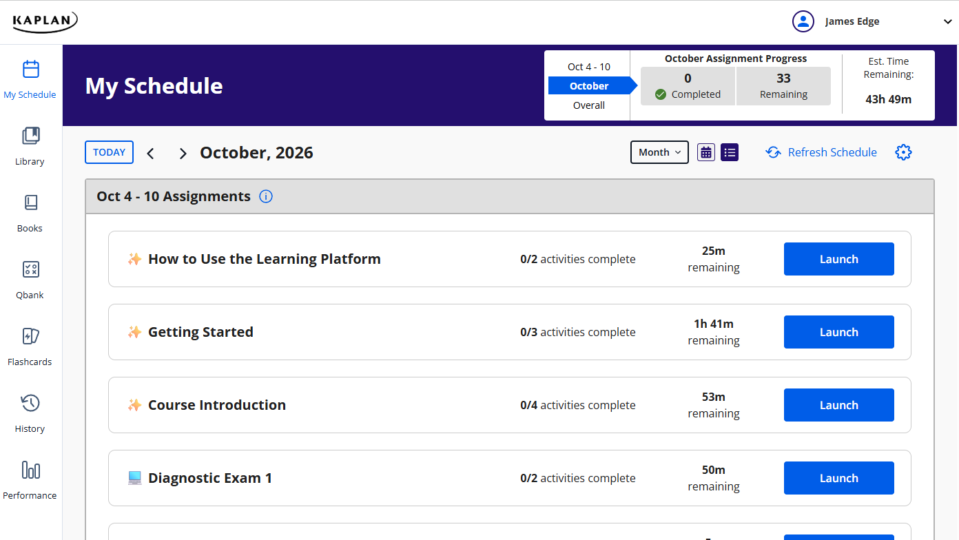 PPI2Pass study schedule dashboard