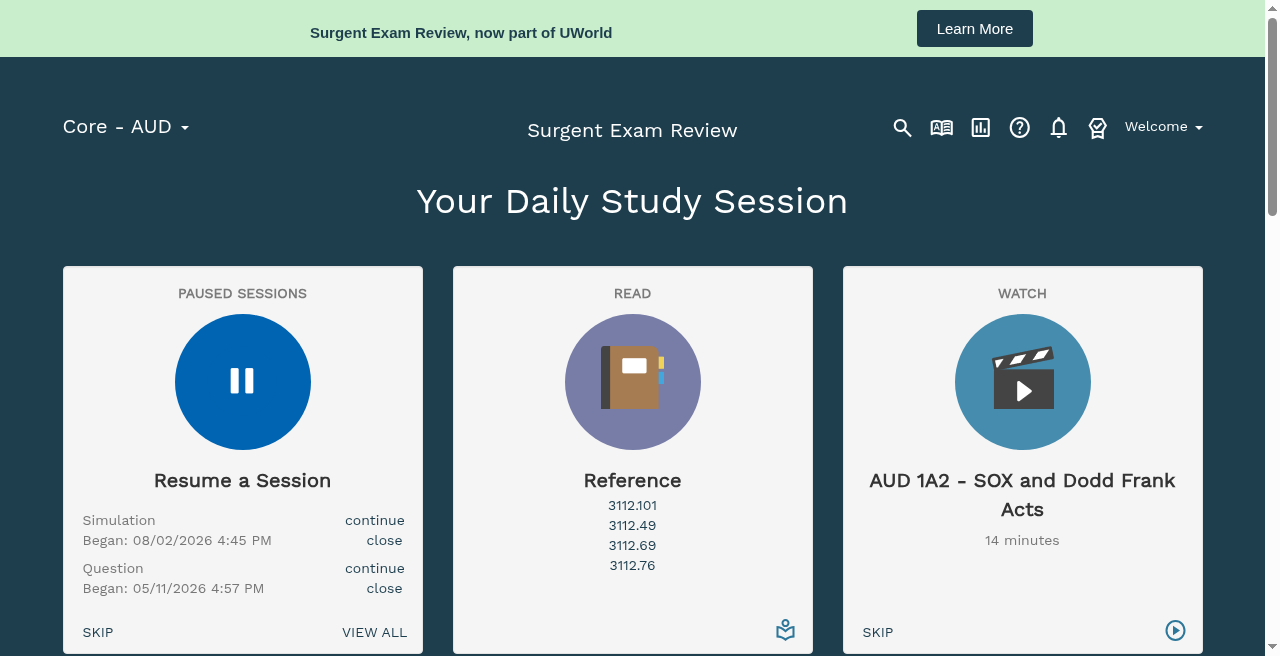 Surgent EA adaptive dashboard during testing