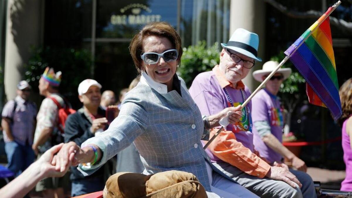 House Minority Leader Nancy Pelosi attends the 44th annual San Francisco Gay Pride Parade on June 29, 2014, in San Francisco. The California Democrat will be a guest judge on the VH1 television show “RuPaul’s Drag Race All Stars.”