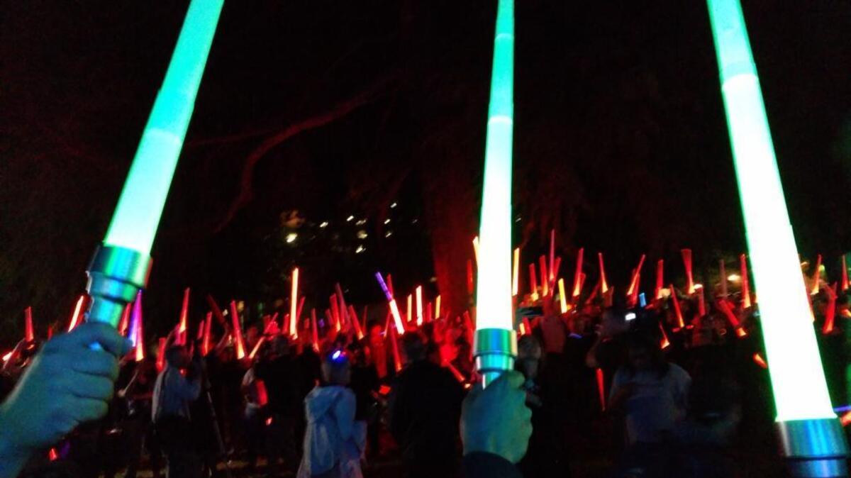 The Glow Battle Tour will organize a free saber battle at Sacramento’s Fremont Park on Thursday, May 4.
