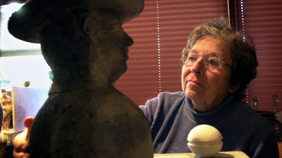 Artist Ruth Rippon among her artwork in 2002.