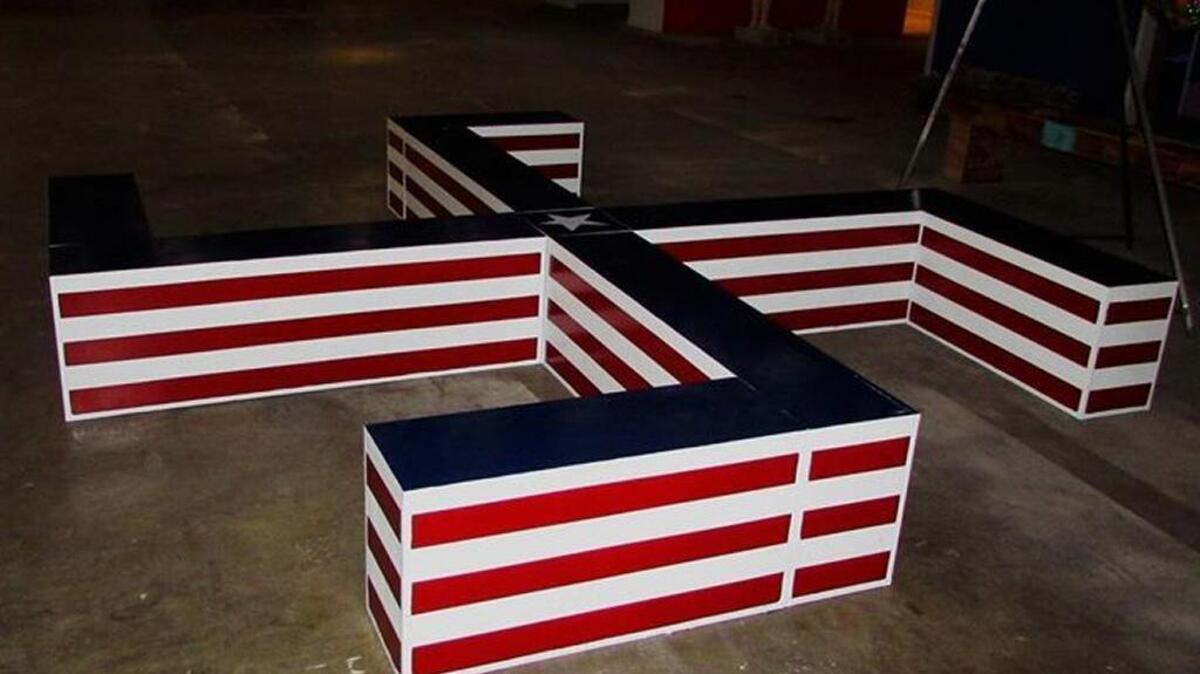 Artist Heston Hurley’s swastika bench was ejected from the ArtStreet exhibit.