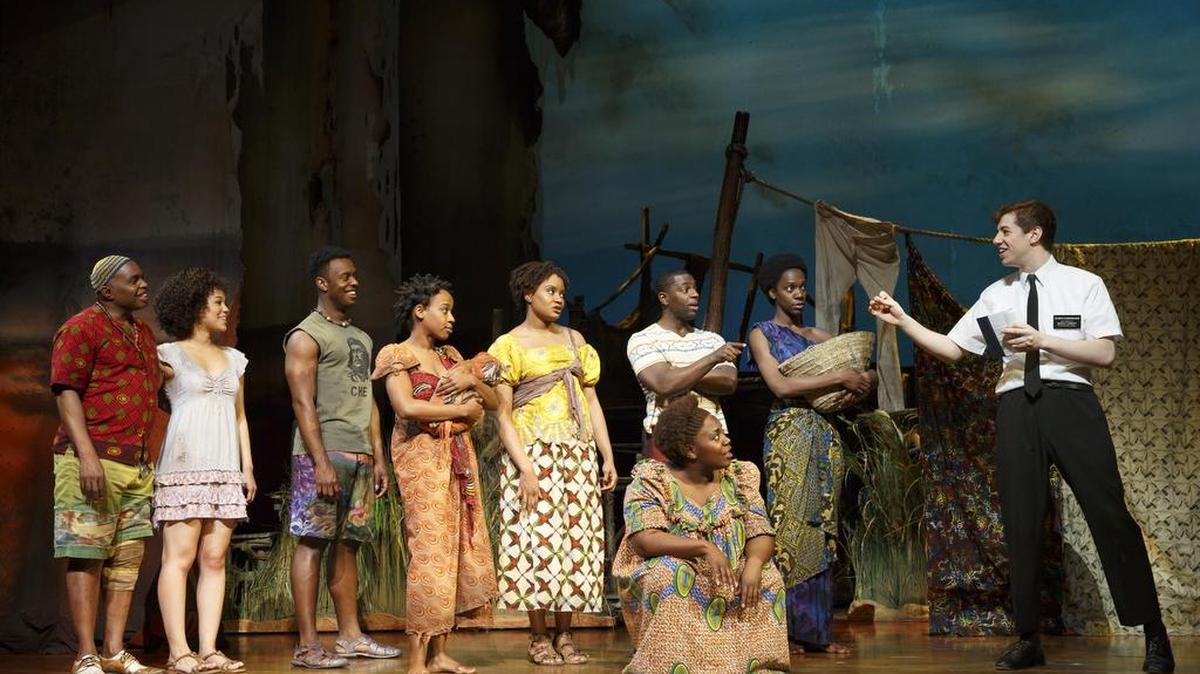 Company of the Broadway Sacramento presentation of “The Book of Mormon” at the Sacramento Community Center Theater.