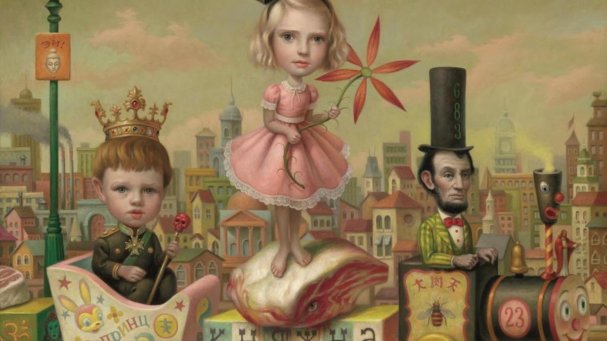 “The Meat Train” by Mark Ryden is part of an exhibit that examines the work of artists who were featured in the popular art magazine Hi-Fructose.