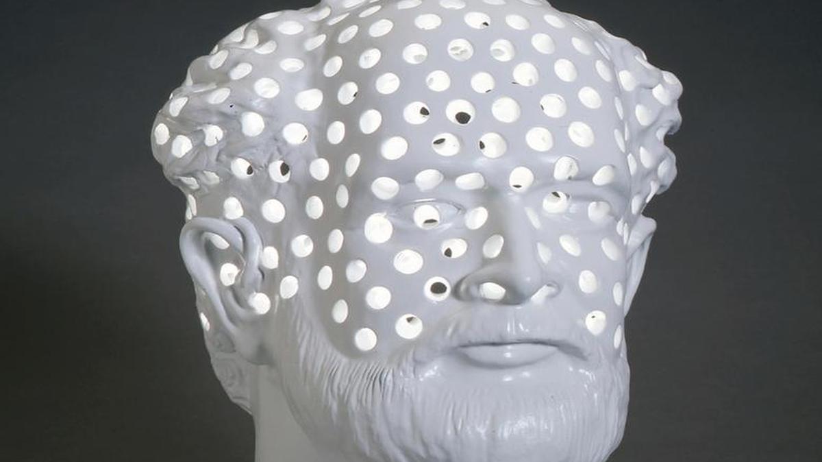 “Head Lamp 1992” by Robert Arneson is part of the “Wabi Sabi” exhibit at b. sakata garo.