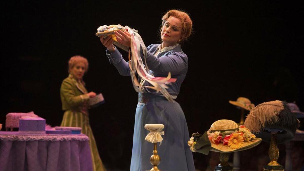 Jacquelyn Piro Donovan as Irene Molloy, front, and Sarah Marie Jenkins as Minnie Fay in “Hello, Dolly!” at Music Circus.