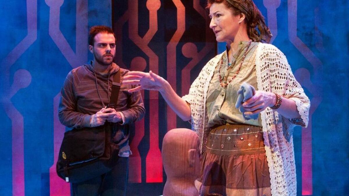 Jacob Garcia and Gail Dartez appear in “Love and Information” by Caryl Churchill. The play continues through Sunday, Feb. 28 at Capital Stage.