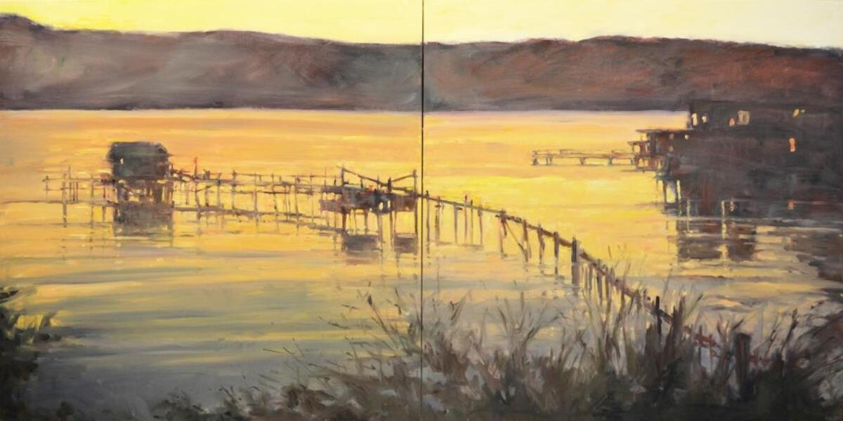 Nikki Bash-Davis’ “Magic Light” is one of the painterly and poetic works in her solo show at Tim Collom Gallery.