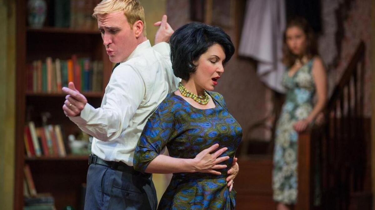 Pictured left to right: Jason Kuykendal and Elisabeth Nunziato in B Street Theatre’s “Who’s Afraid of Virginia Woolf?”