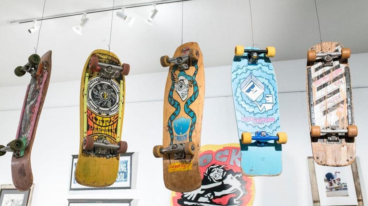 Skateboard culture meets the art gallery in a show that spotlights Blockhead Skateboards, a company founded in Roseville circa 1985.