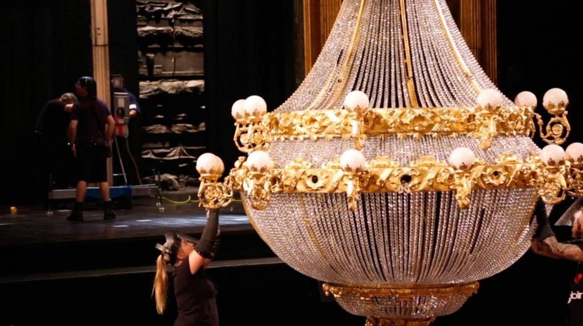 Backstage setup of the musical "Phantom of the Opera" at Bass Performance Hall in Fort Worth, Texas, in 2016. It is now the longest-running show in Broadway history.