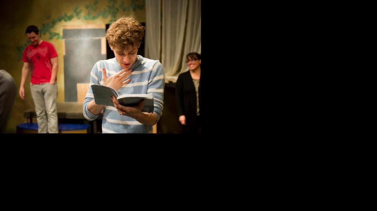 
Benjamin Ismail consults the script at a rehearsal of “33 Variations,” opening Friday. The play concerns a musicologist researching Ludwig van Beethoven’s “Diabelli Variations.”
