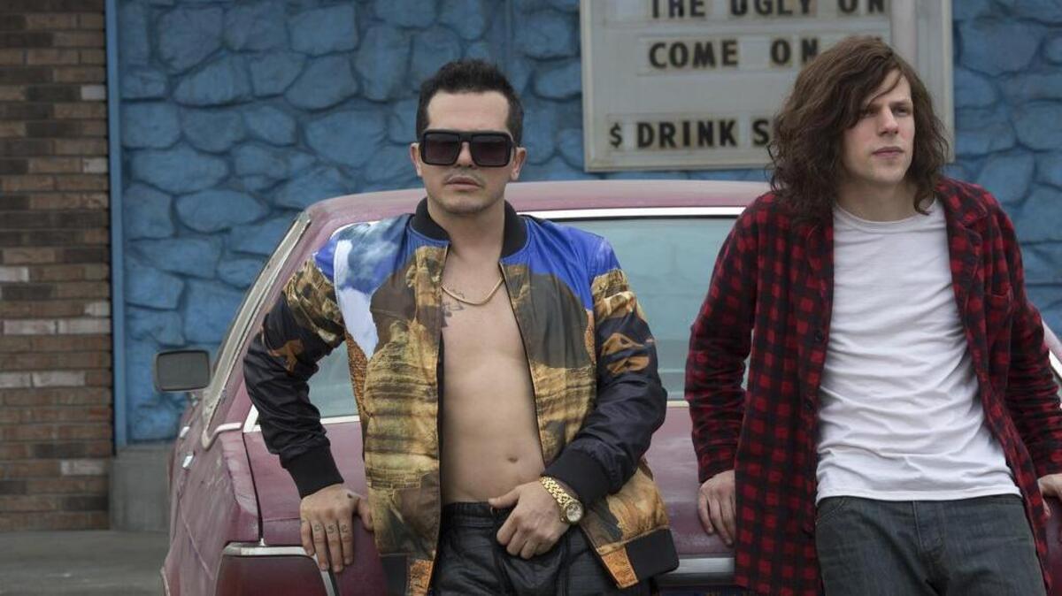 
Rose (John Leguizamo, left) and Mike Howell (Jesse Eisenberg, right) star in “American Ultra.”
