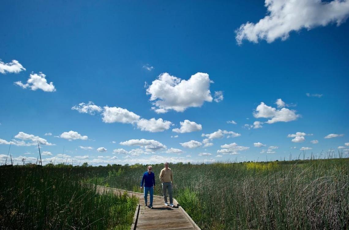 Spring is a great time to visit Cosumnes River Preserve to wander around and watch wildlife and the pulsing wetlands, as experienced by Pat Larson of Sacramento, left, and Phil Kubicki of New Hampshire in May 2011.