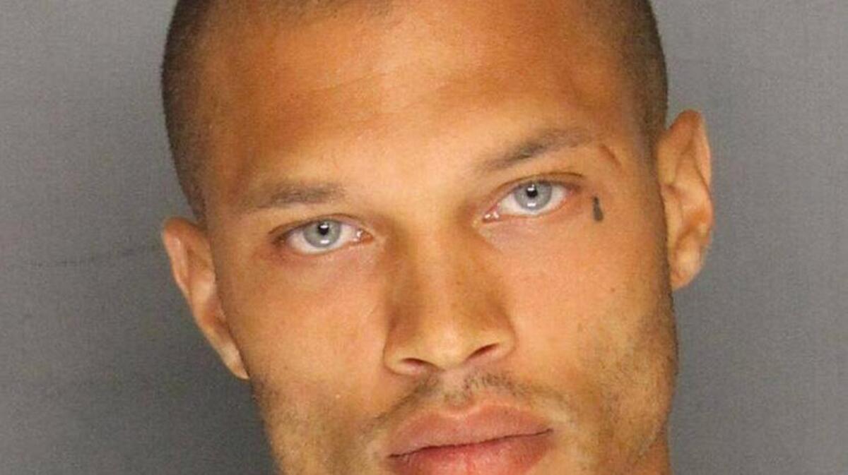 This Wednesday, June 18, 2014, booking photo released by the Stockton Police Department shows Jeremy Meeks who was arrested on felony weapons charges in Stockton, Calif. The image went viral, being shared extensively on social media, and Meeks began a career as a model. Meeks filed for divorce from his wife of eight years this week, news outlets.