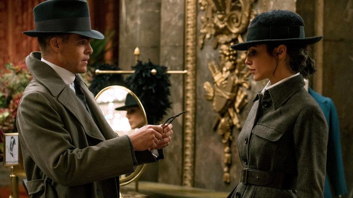 Chris Pine as Steve and Gal Gadot as Diana (in WWI era-appropriate garb) share a scene in “Wonder Woman.”