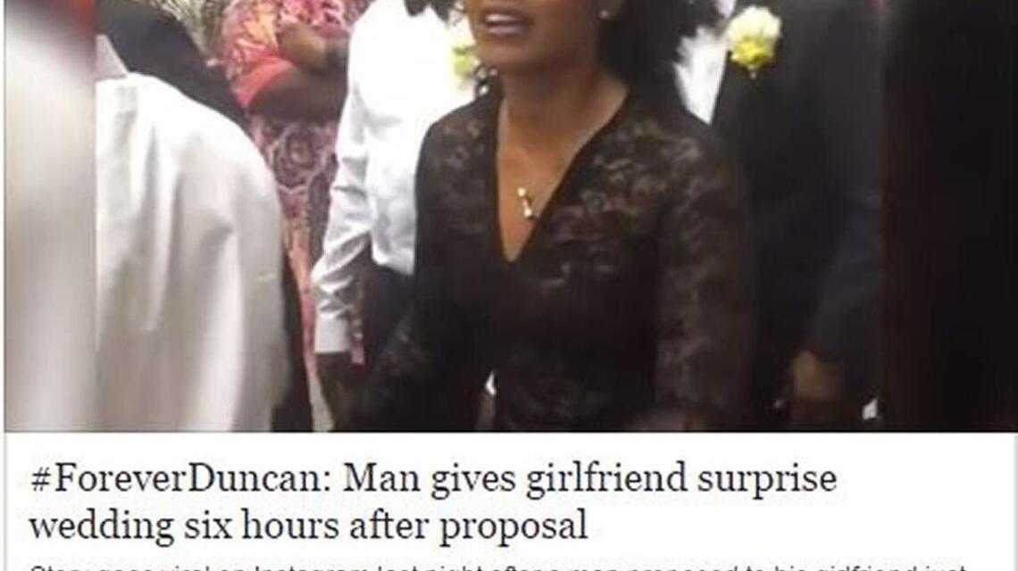 Man proposes at noon, marries her at 6 p.m., #ForeverDuncan goes viral