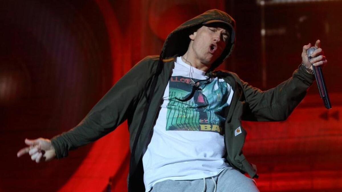 Eminem performs at Lollapalooza in Chicago’s Grant Park on Aug. 1, 2014. The Detroit-based rapper on Tuesday revealed the track list for “Revival,” which will be released Dec. 15.