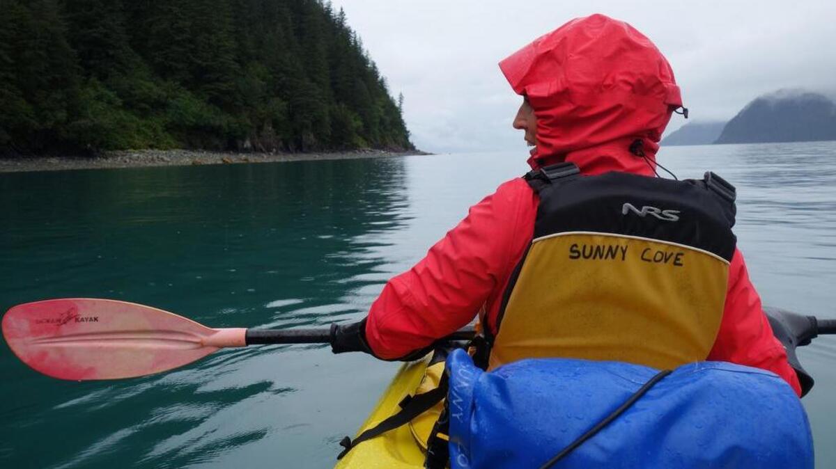 Kayaking near Fox Island in southwest Alaska. Most of the kayaks available for guided tours accommodate two people, which makes the activity available for those of all abilities.