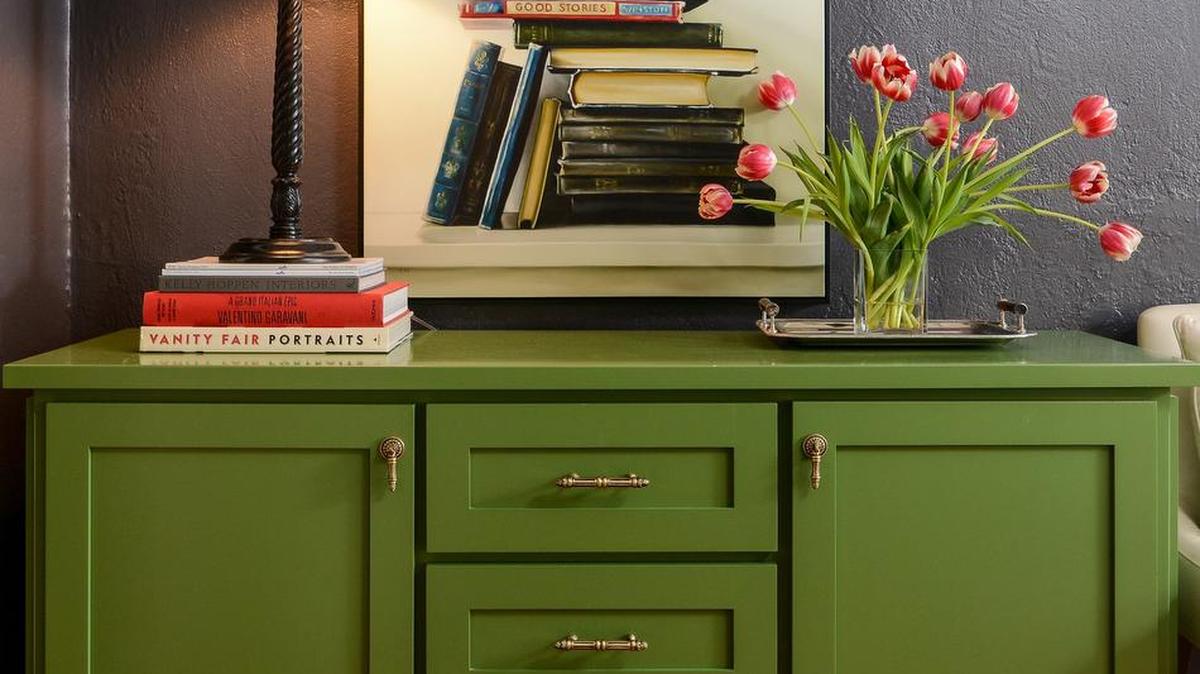 The Ramona Dining Console from Sacramento’s 42nd Street Collection is in Greenery, Pantone’s color of the year.