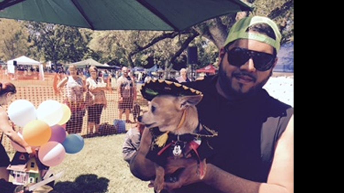 
Rico looks dashing alongside owner Michael Ameneyro at Doggy Dash on Saturday.
