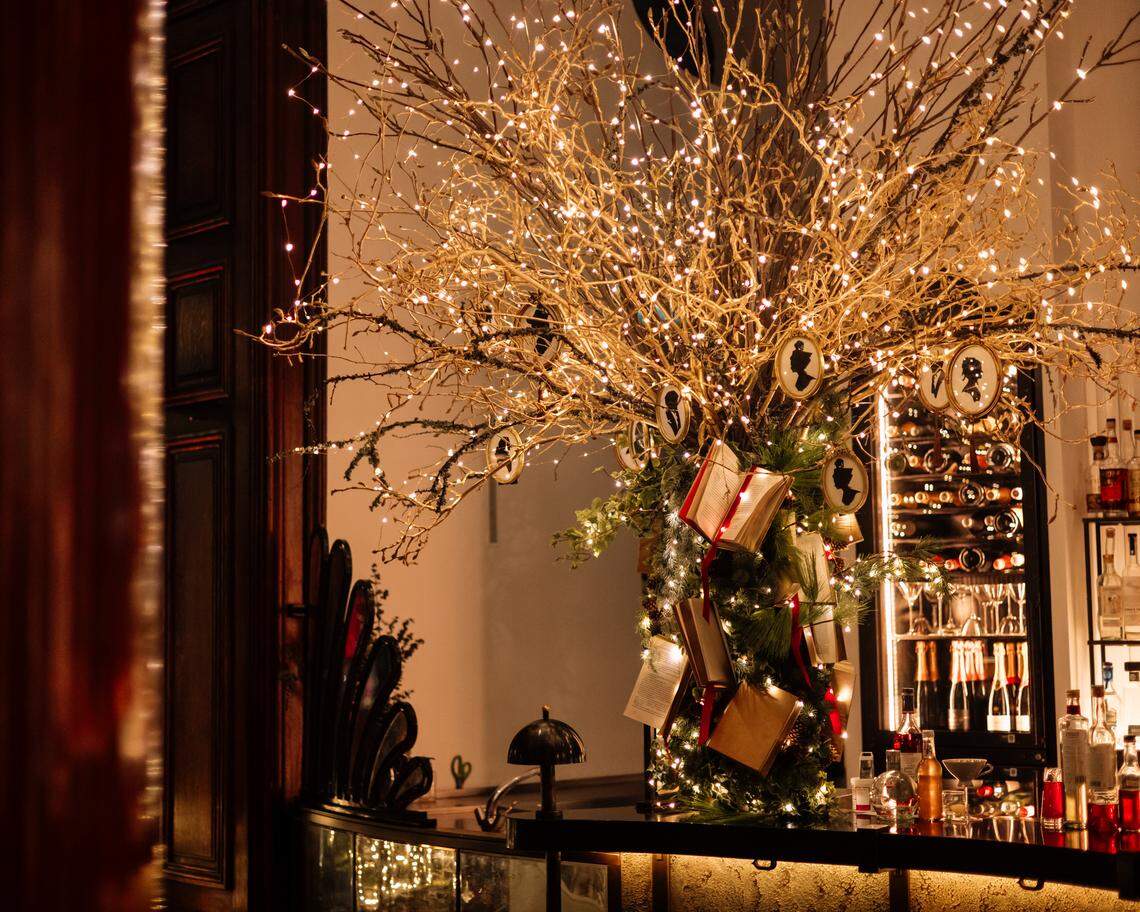 The hotel’s Jane Austen–themed Christmas tree will be waiting when you return from the theatre district.