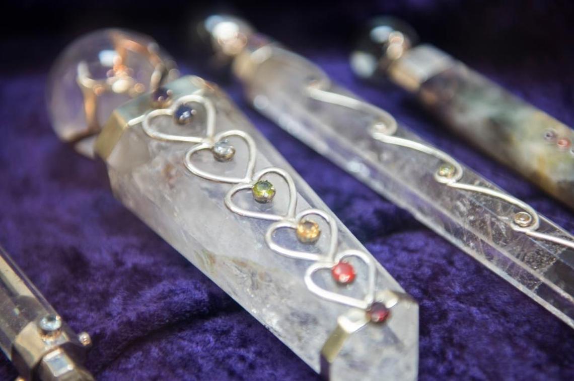 Crystal wands studded with gems for Chakra clearing and activation are among the items for sale at The Crystal Room in the town of Mount Shasta. Mount Shasta’s giant peak, the largest in north America, is a mountain of mystery, attracting spiritual questers from across the globe.