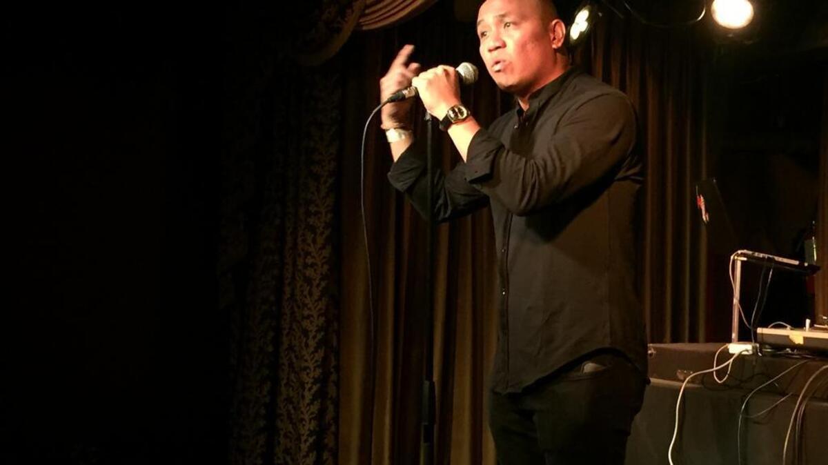 Writer Patrick Rosal reads at a presentation of the Dirty Laundry Lit series in Los Angeles on Nov. 5.