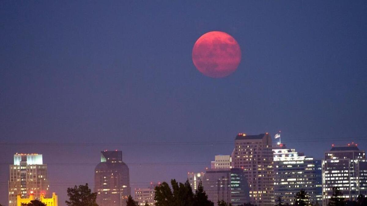 The moon rises over the Sacramento skyline Sept. 9, 2014. Here’s when to expect the December full moon.