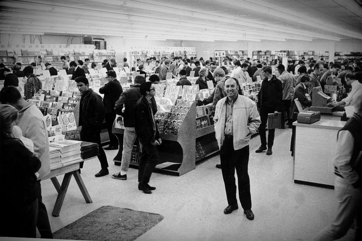 Tower Records founder Russ Solomon inside the just-opened Tower Records in San Francisco in 1968.