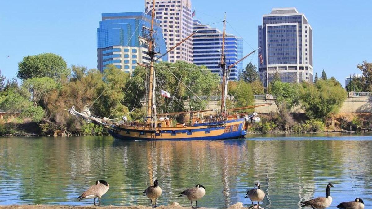 
The tall ship Hawaiian Chieftain cruises the Sacramento River on Tuesday. It is a 103-foot, two-masted vessle that has returned to Sacramento for a 70-day stay.
