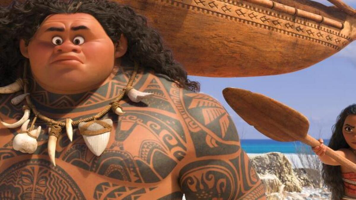 In “Moana,” demigod Maui (voice of Dwayne Johnson) joins Moana (voice of Auli‘i Cravalho), who’s determined to sail out on a daring mission to save her people.