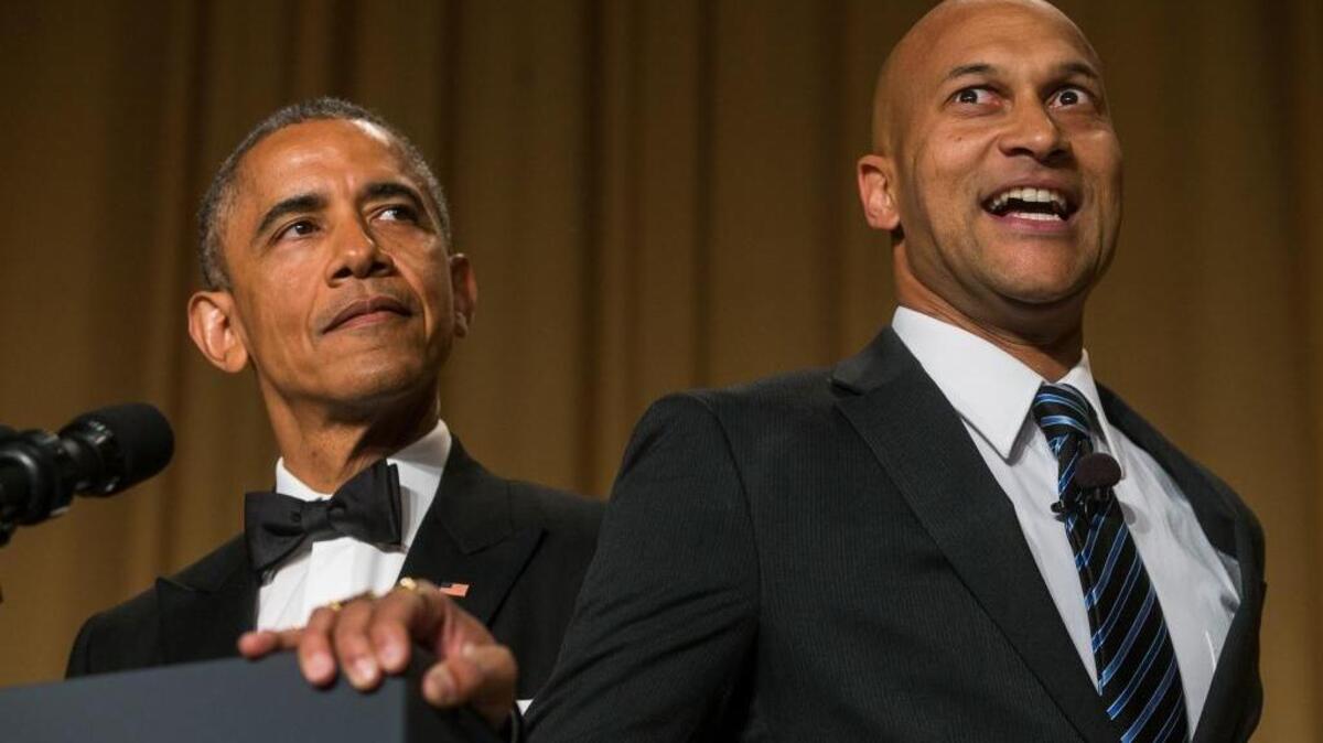 Keegan-Michael Key, right, of “Key & Peele,” acts as President Barack Obama’s “anger translator” during the White House Correspondents’ Association dinner in 2015. Obama roasted Hillary Rodham Clinton, Republican candidates and his journalistic adversaries.