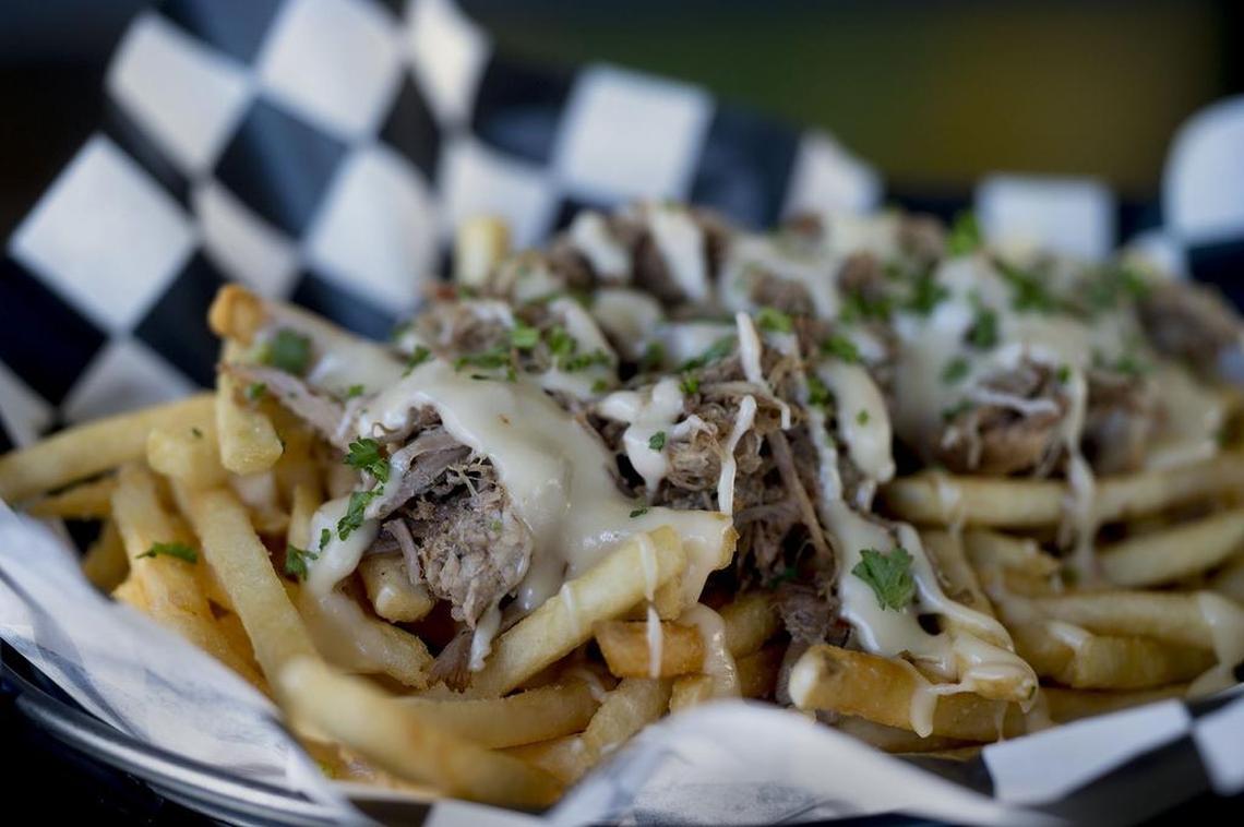 “Hop Shop Fries” with pulled pork.