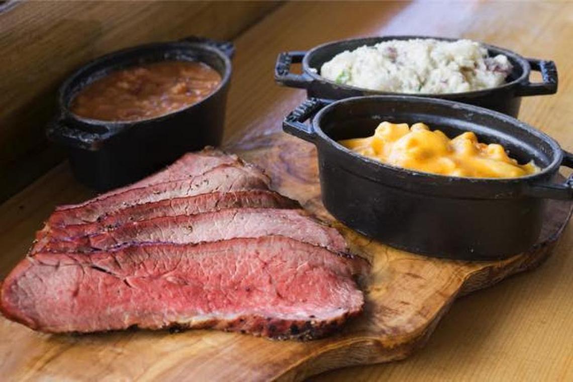 Smoked beef brisket, ranch beans, red potato salad and mac and cheese are featured on the new Harris Ranch Express BBQ menu.
