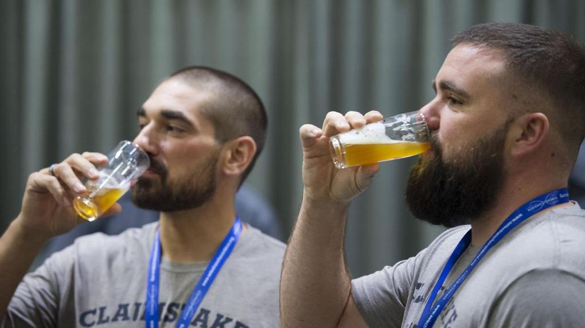Dan Connolly, left, and Brian Palmer, co-owners of Claimstake Brewing in Rancho Cordova taste beers during the 2016 California Craft Beer Summit. The 2017 summit runs Sept. 7-9 in Sacramento.