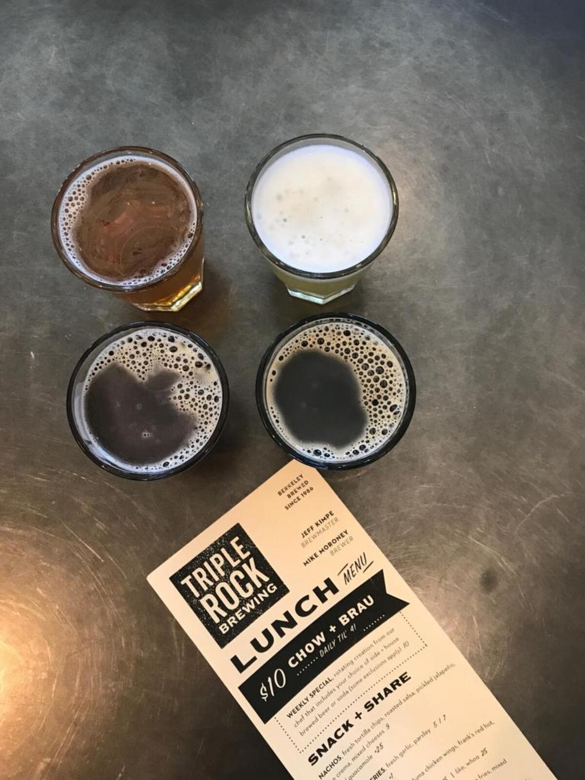 Beers at Triple Rock Brewing in Berkeley