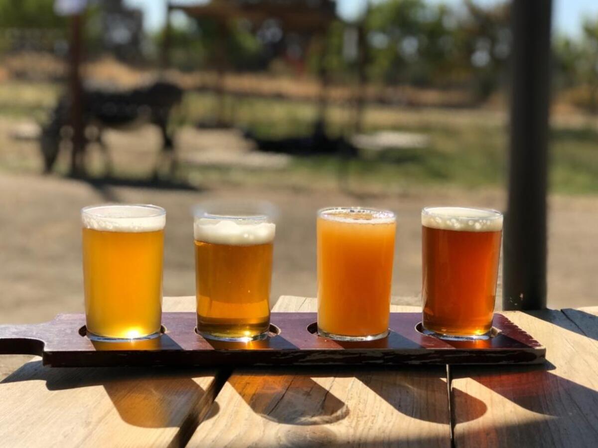 A flight of beers at GoatHouse.