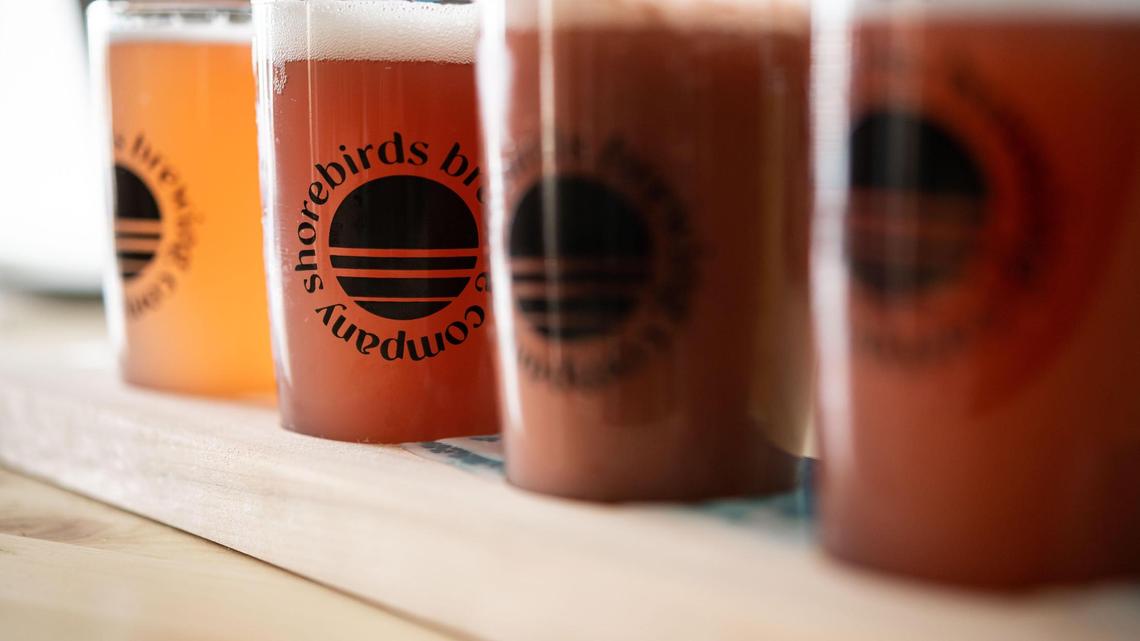 A flight of hard kombucha is set up at Shorebirds Brewing Company on Thursday, May 5, 2022, in Rancho Cordova.