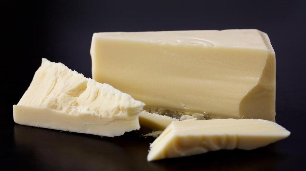 A block of Callebaut white chocolate.